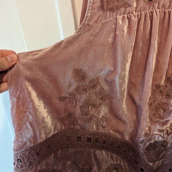 Anthropologie Floreat "Myleen" Pink Sleeveless Velvet Top - Picture 5 of 11